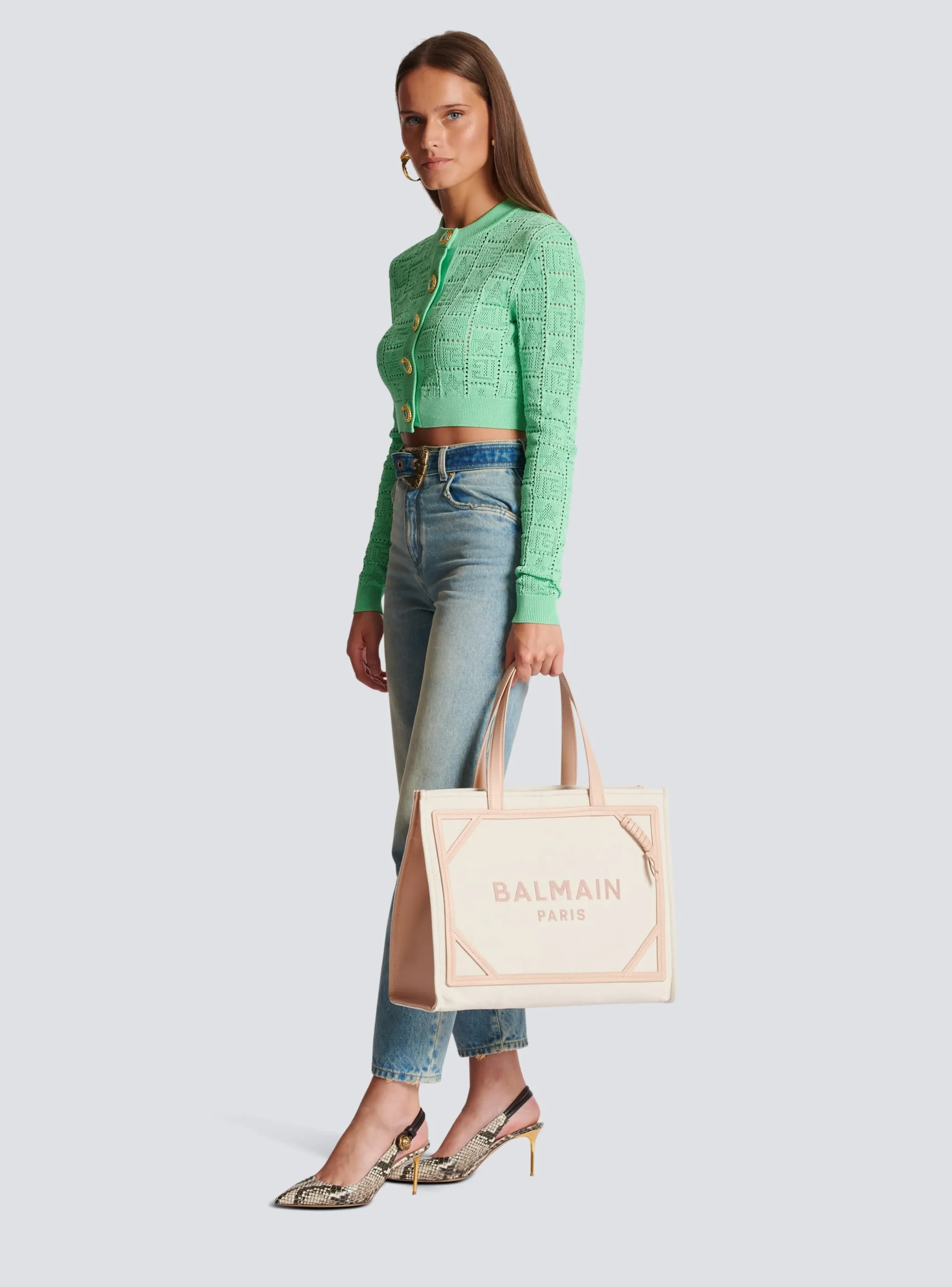 B-Army 42 Canvas And Smooth Leather Tote Bag-Balmain Online
