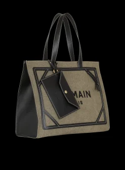 B-Army 42 Canvas Tote Bag With Leather Details-Balmain Clearance
