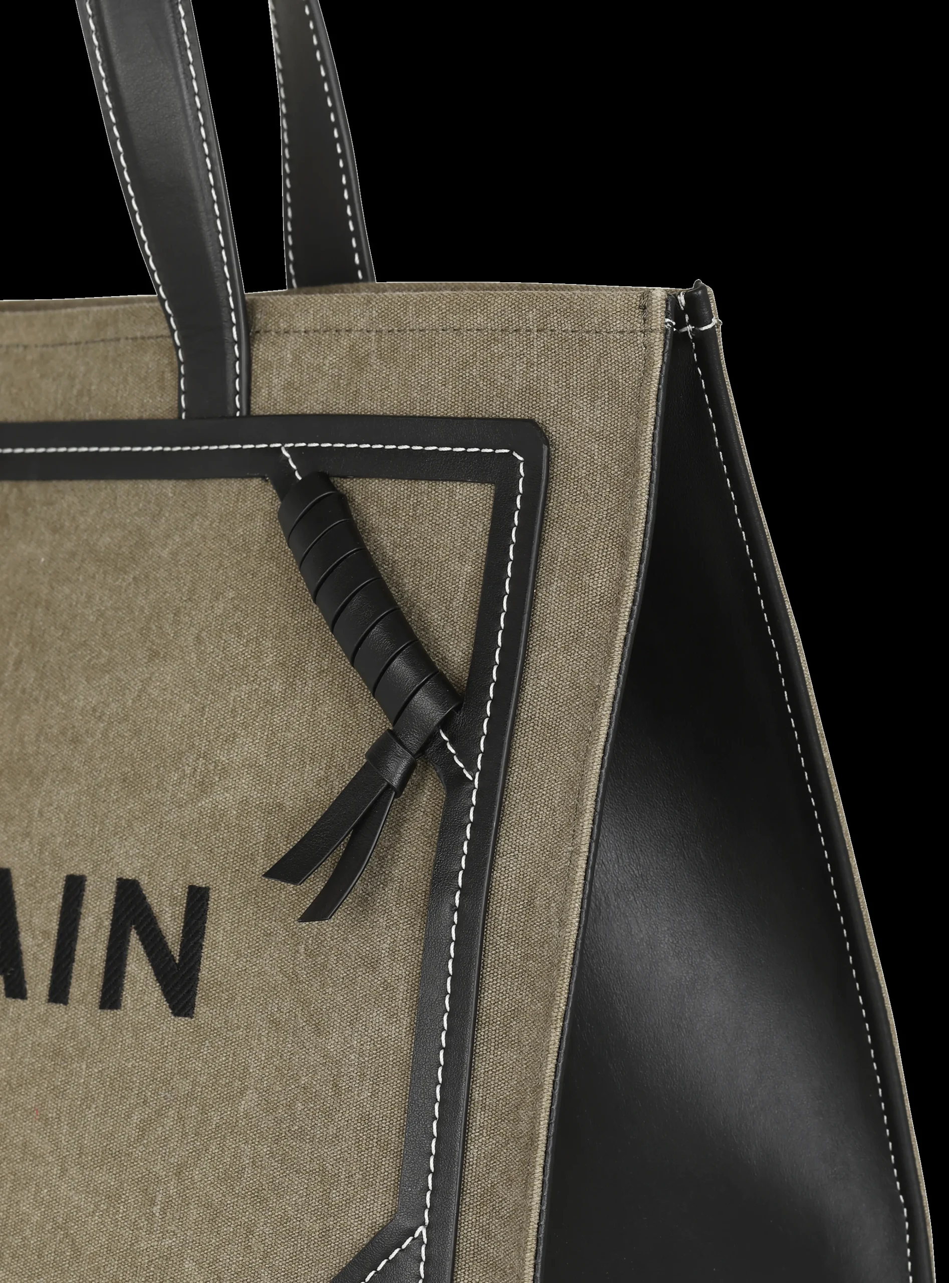 B-Army 42 Canvas Tote Bag With Leather Details-Balmain Clearance