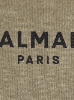 B-Army 42 Canvas Tote Bag With Leather Details-Balmain Clearance