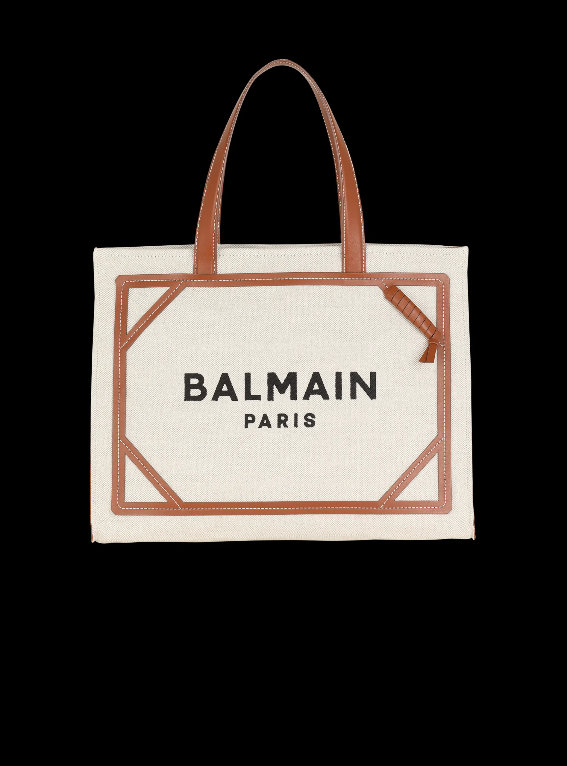 B-Army 42 Canvas Tote Bag With Leather Details-Balmain New