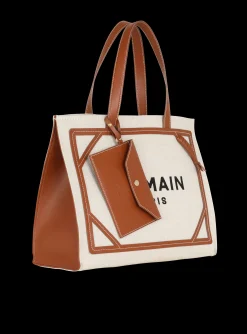 B-Army 42 Canvas Tote Bag With Leather Details-Balmain New