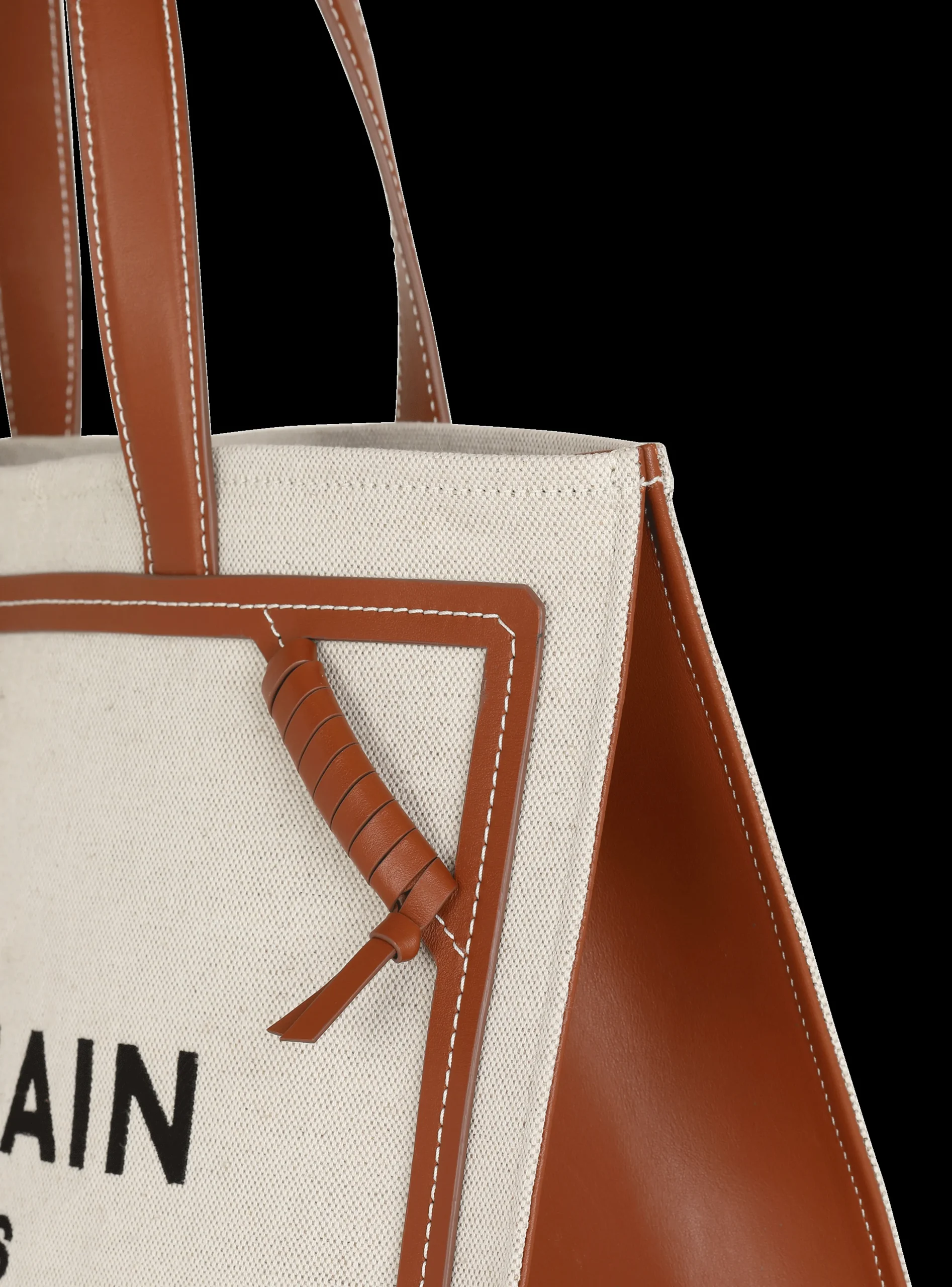 B-Army 42 Canvas Tote Bag With Leather Details-Balmain New