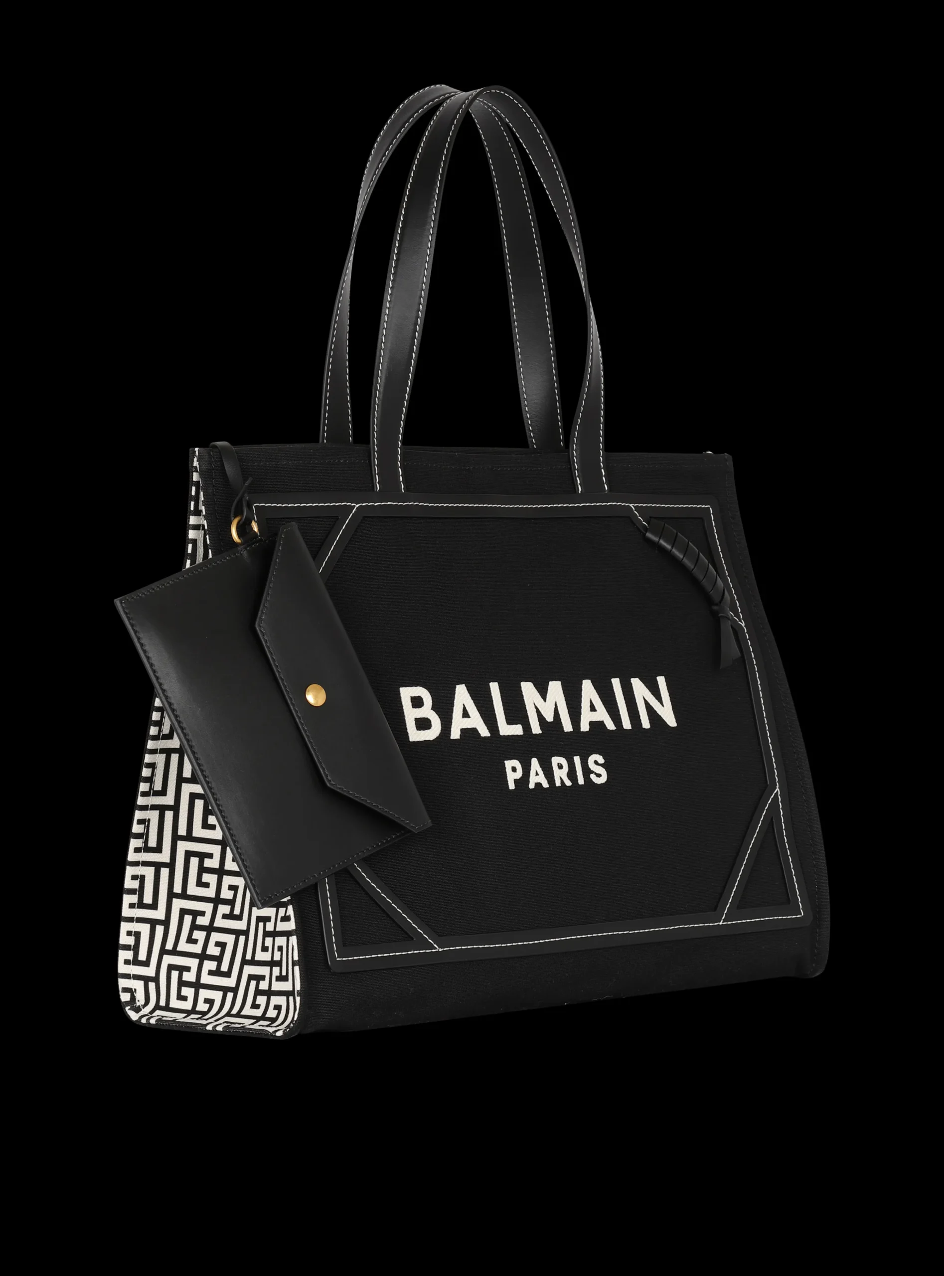 B-Army 42 Monogrammed Canvas And Smooth Leather Tote Bag-Balmain Best