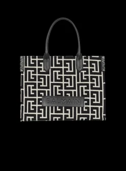 B-Army 42 Monogrammed Jacquard And Leather Tote Bag-Balmain Best