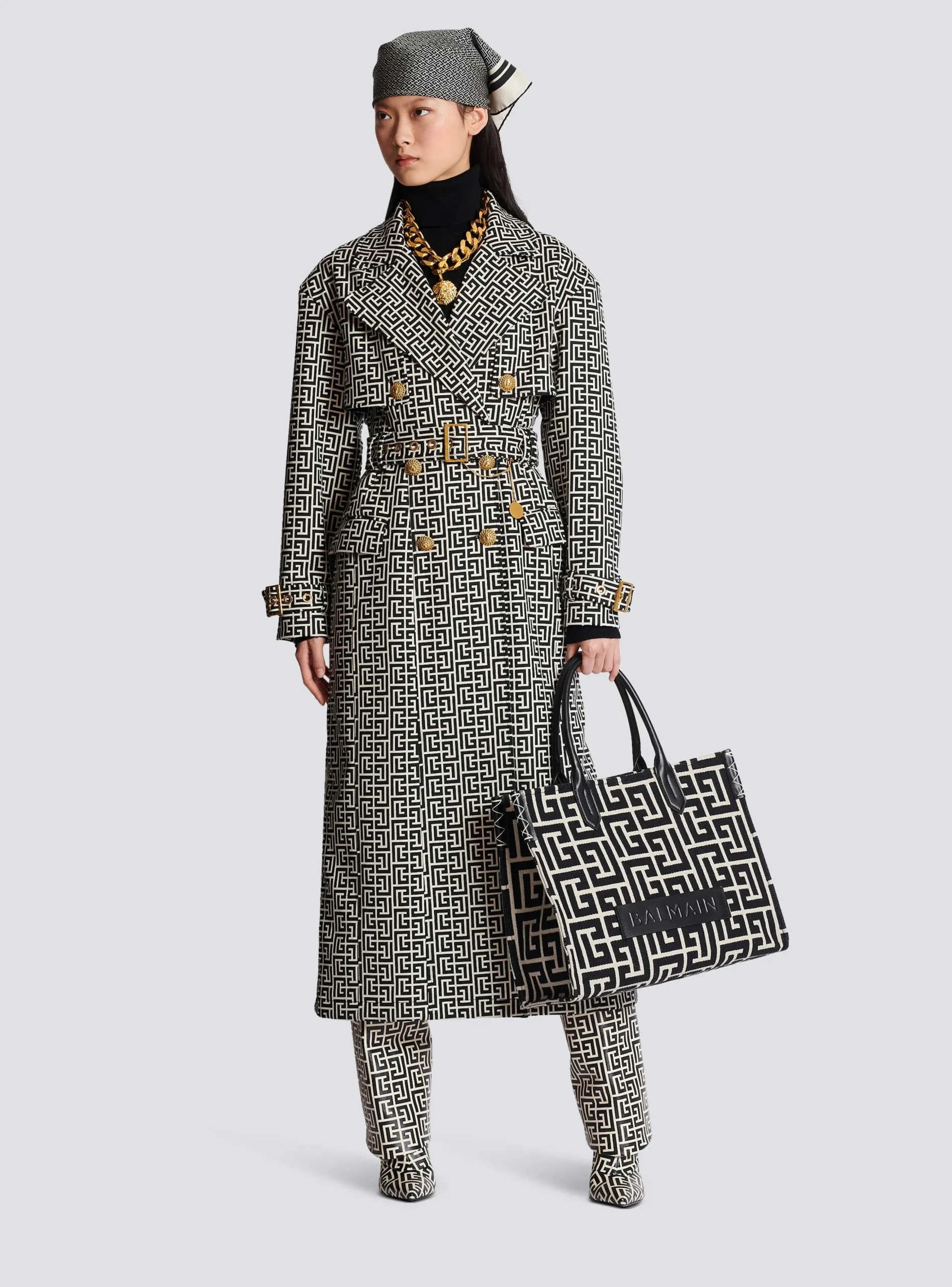 B-Army 42 Monogrammed Jacquard And Leather Tote Bag-Balmain Best