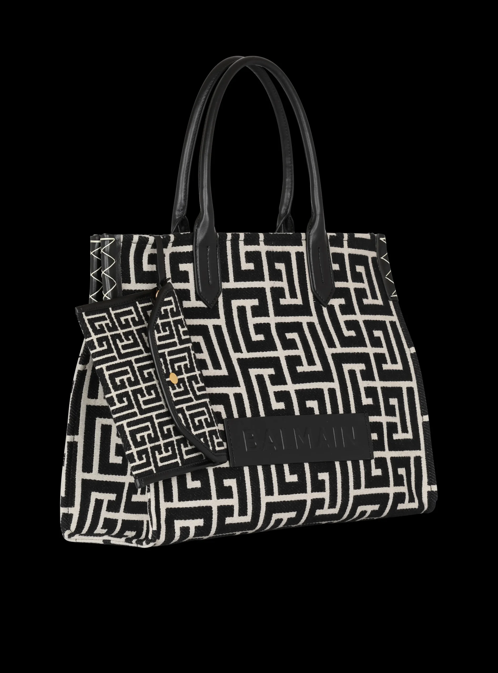 B-Army 42 Monogrammed Jacquard And Leather Tote Bag-Balmain Best