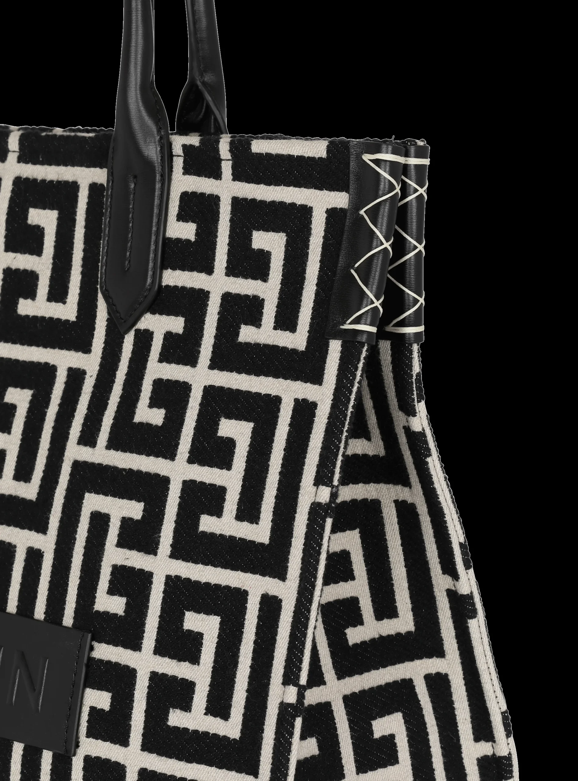 B-Army 42 Monogrammed Jacquard And Leather Tote Bag-Balmain Best