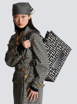 B-Army 42 Monogrammed Jacquard And Leather Tote Bag-Balmain Best