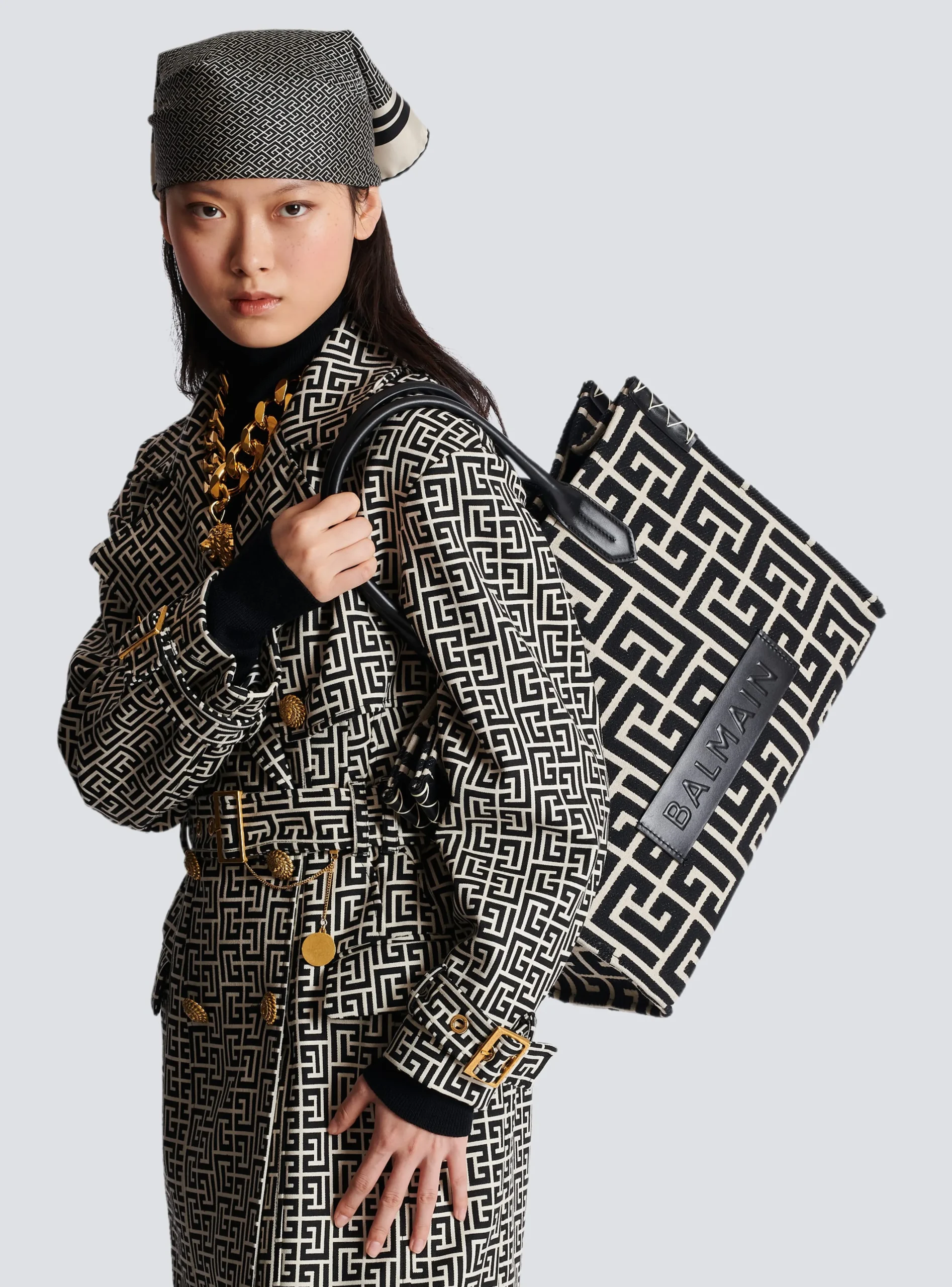 B-Army 42 Monogrammed Jacquard And Leather Tote Bag-Balmain Best