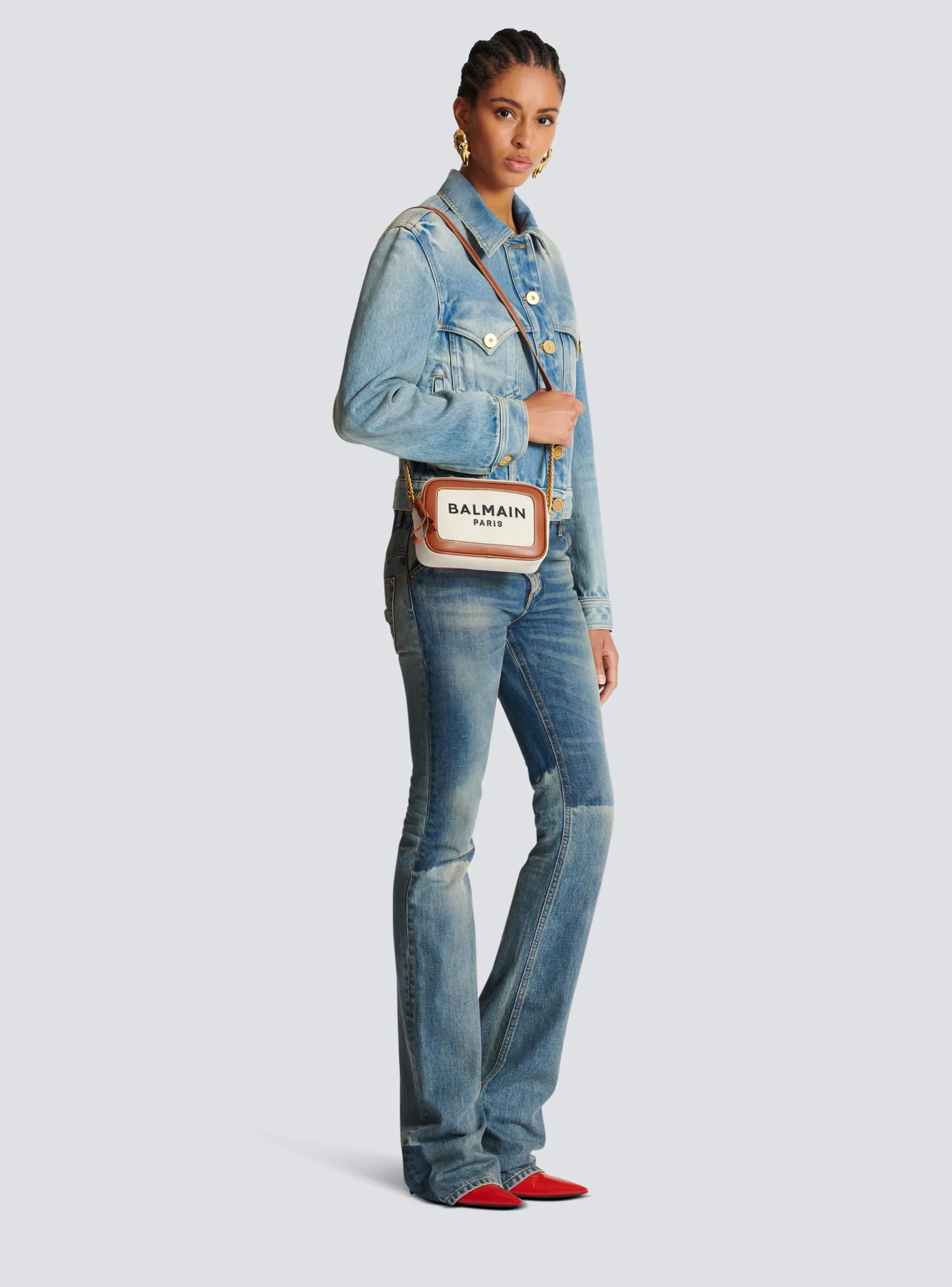 B-Army Canvas And Leather Clutch-Balmain Sale