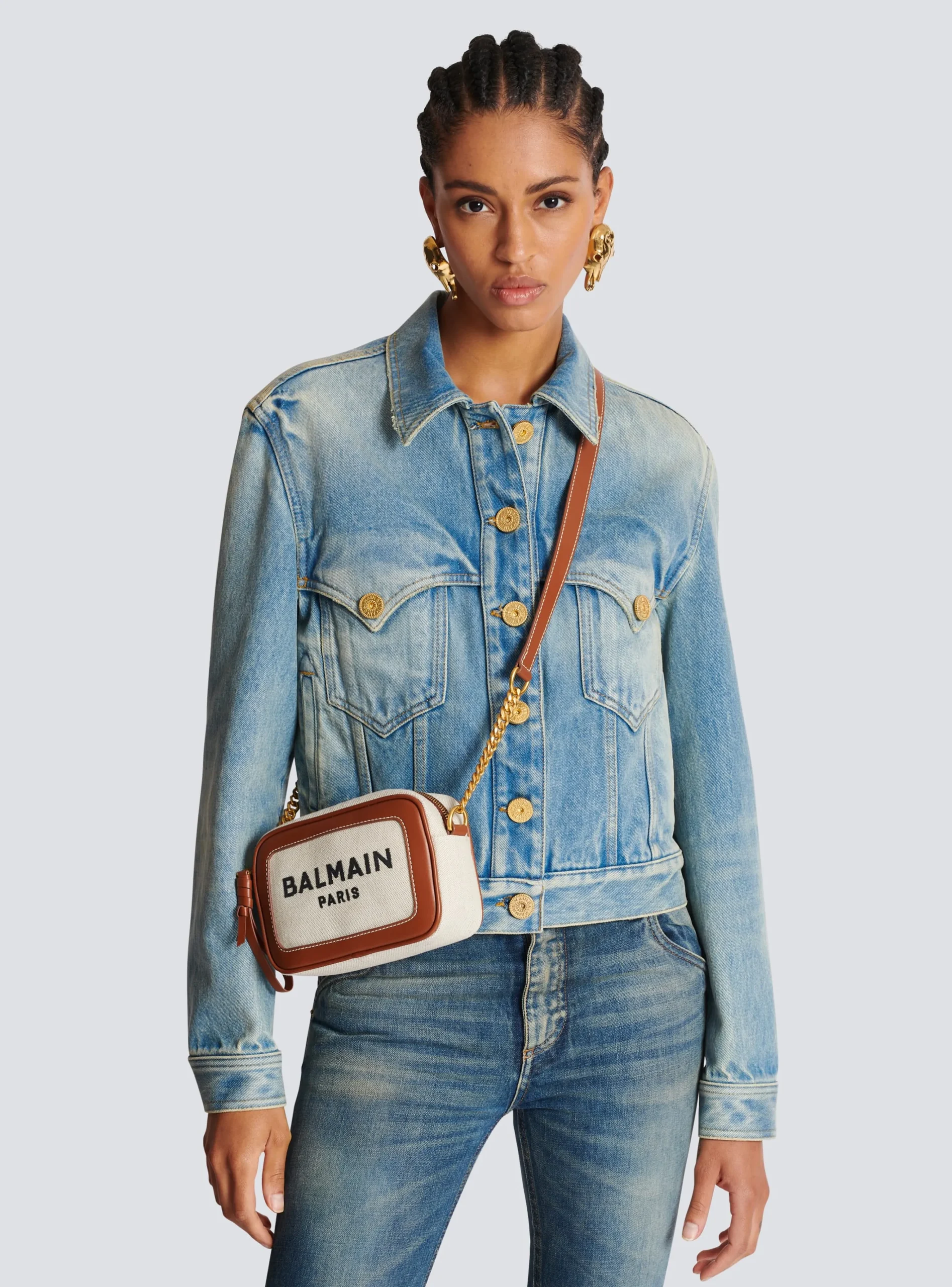 B-Army Canvas And Leather Clutch-Balmain Sale