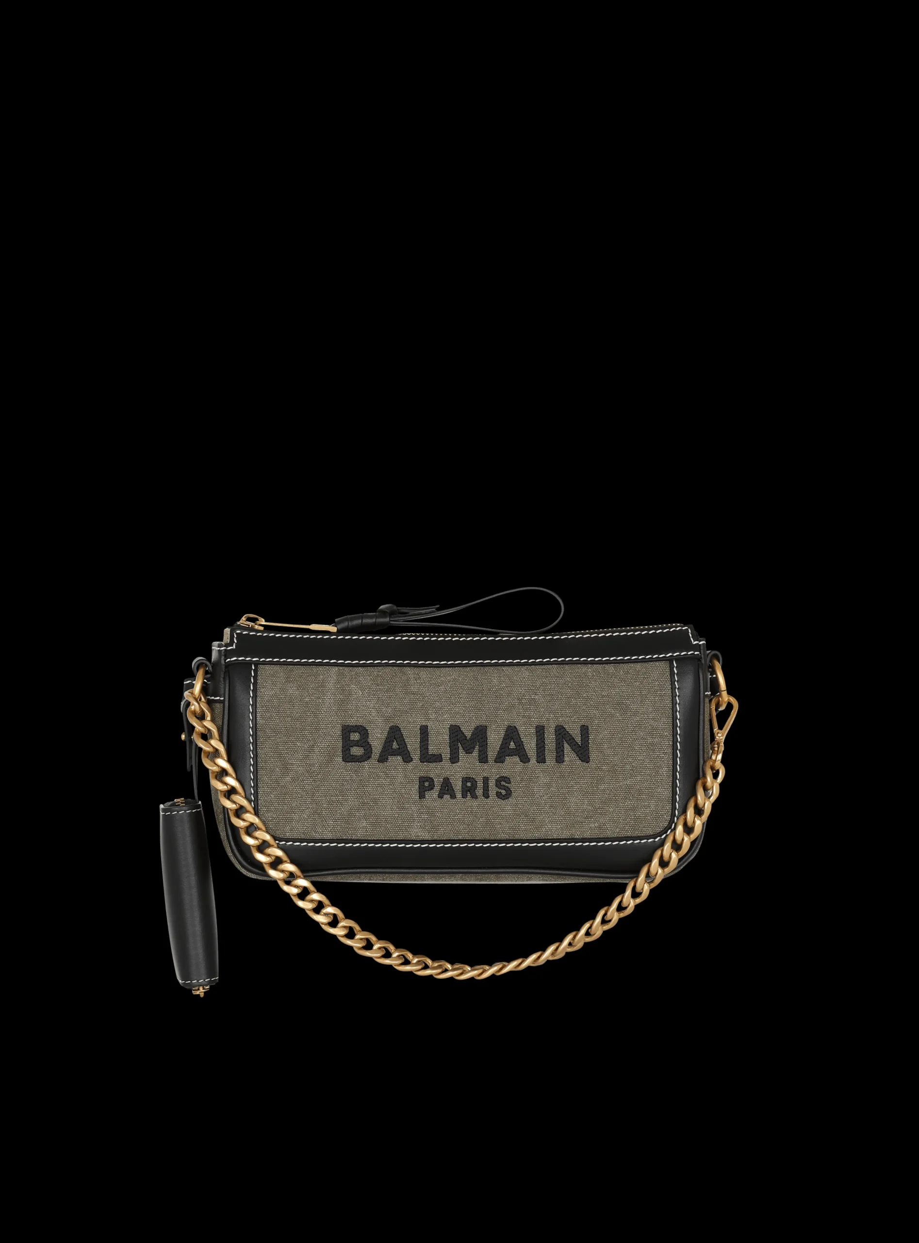 B-Army Canvas Clutch Bag With Leather Inserts-Balmain Shop