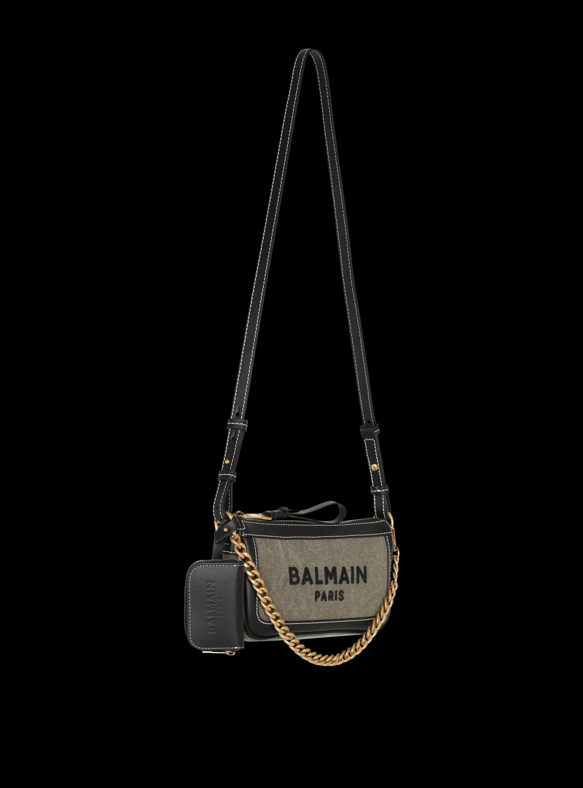 B-Army Canvas Clutch Bag With Leather Inserts-Balmain Shop
