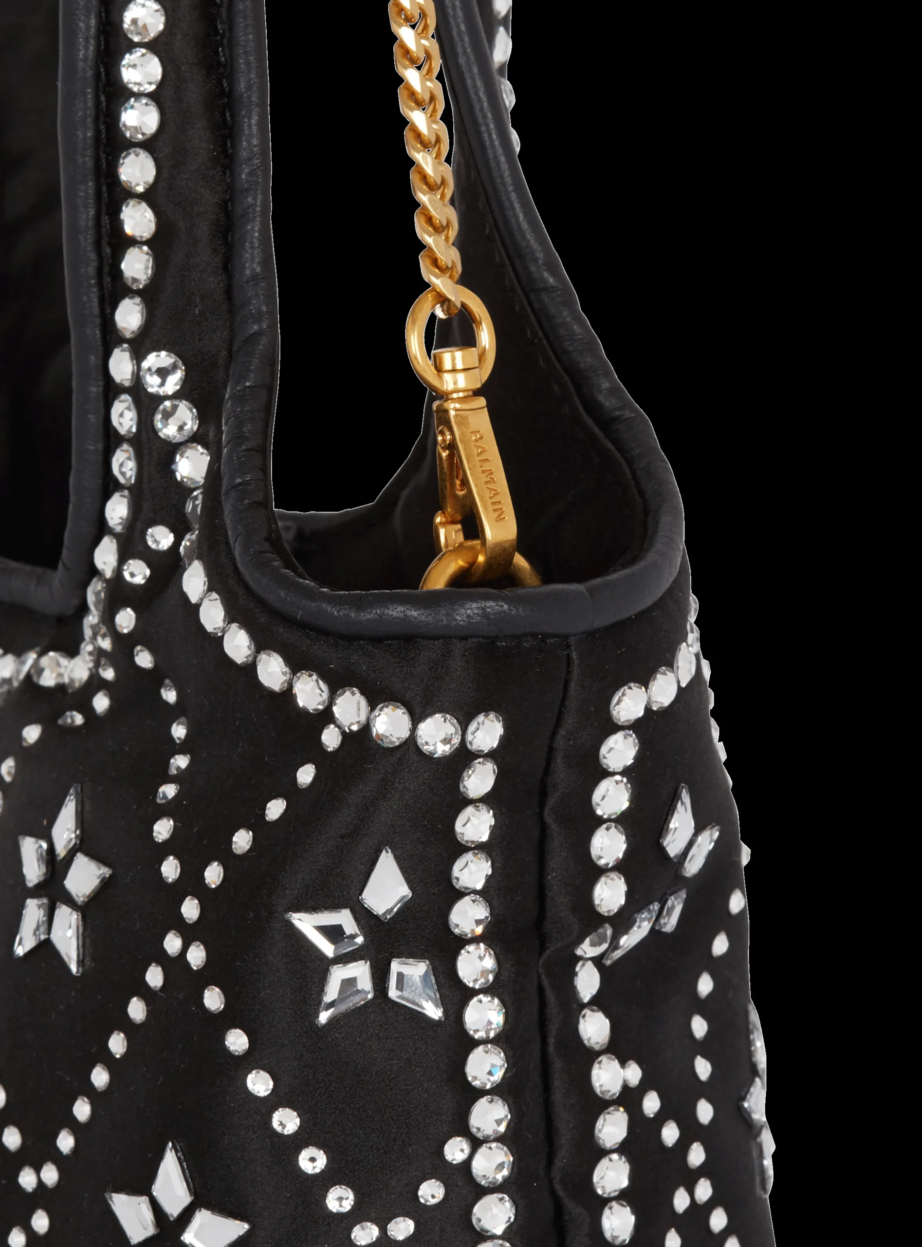 B-Army Grocery Bag In Satin And Crystals-Balmain Best