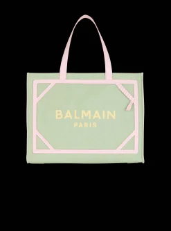 B-Army Medium Canvas And Leather Tote Bag-Balmain Shop