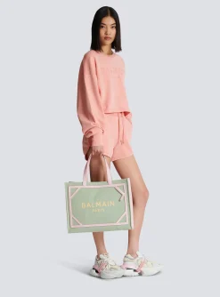 B-Army Medium Canvas And Leather Tote Bag-Balmain Shop