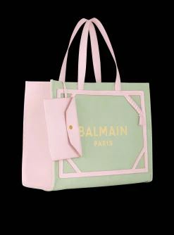 B-Army Medium Canvas And Leather Tote Bag-Balmain Shop