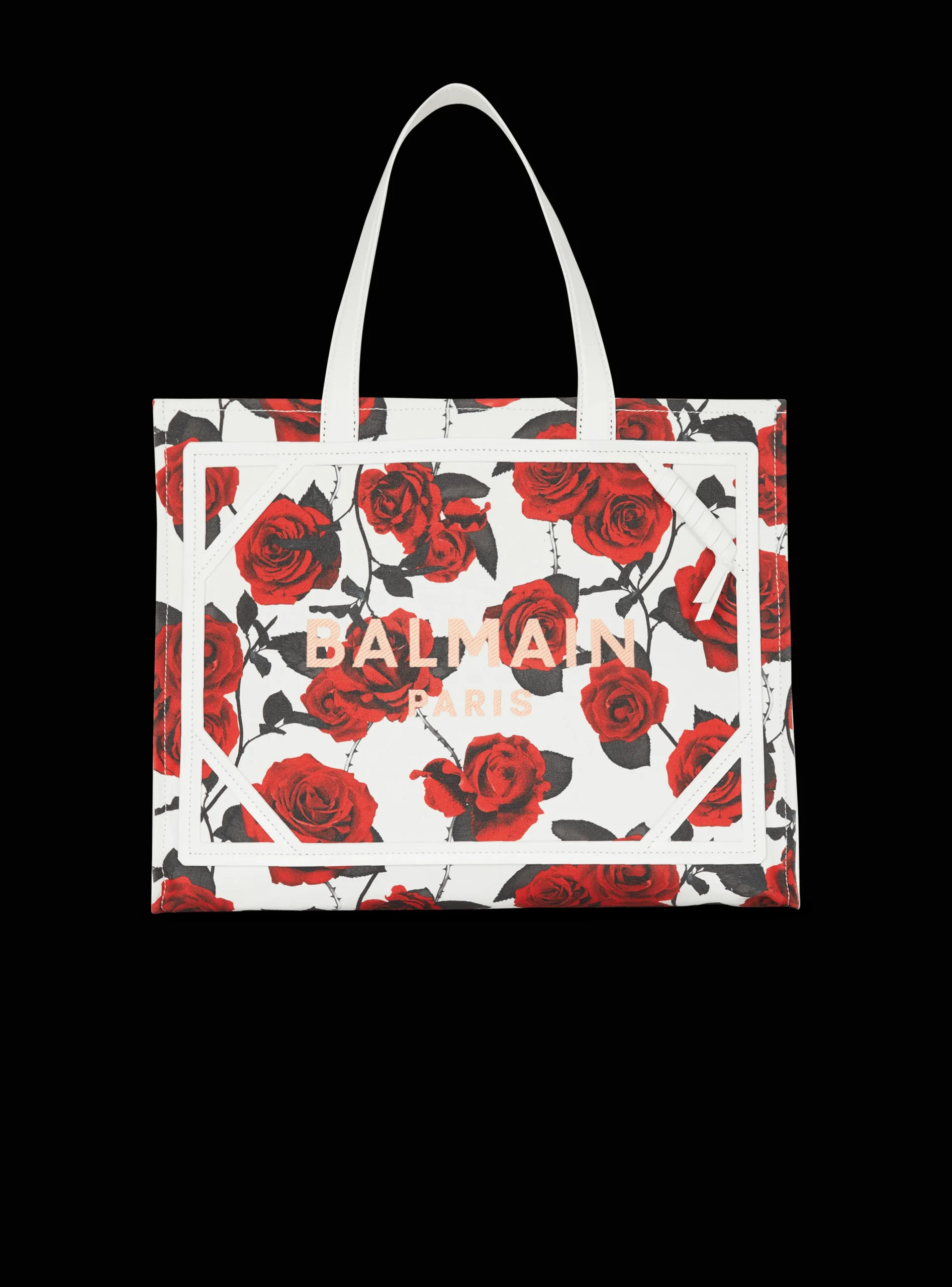 B-Army Medium Canvas Tote Bag With A Roses Print-Balmain Store