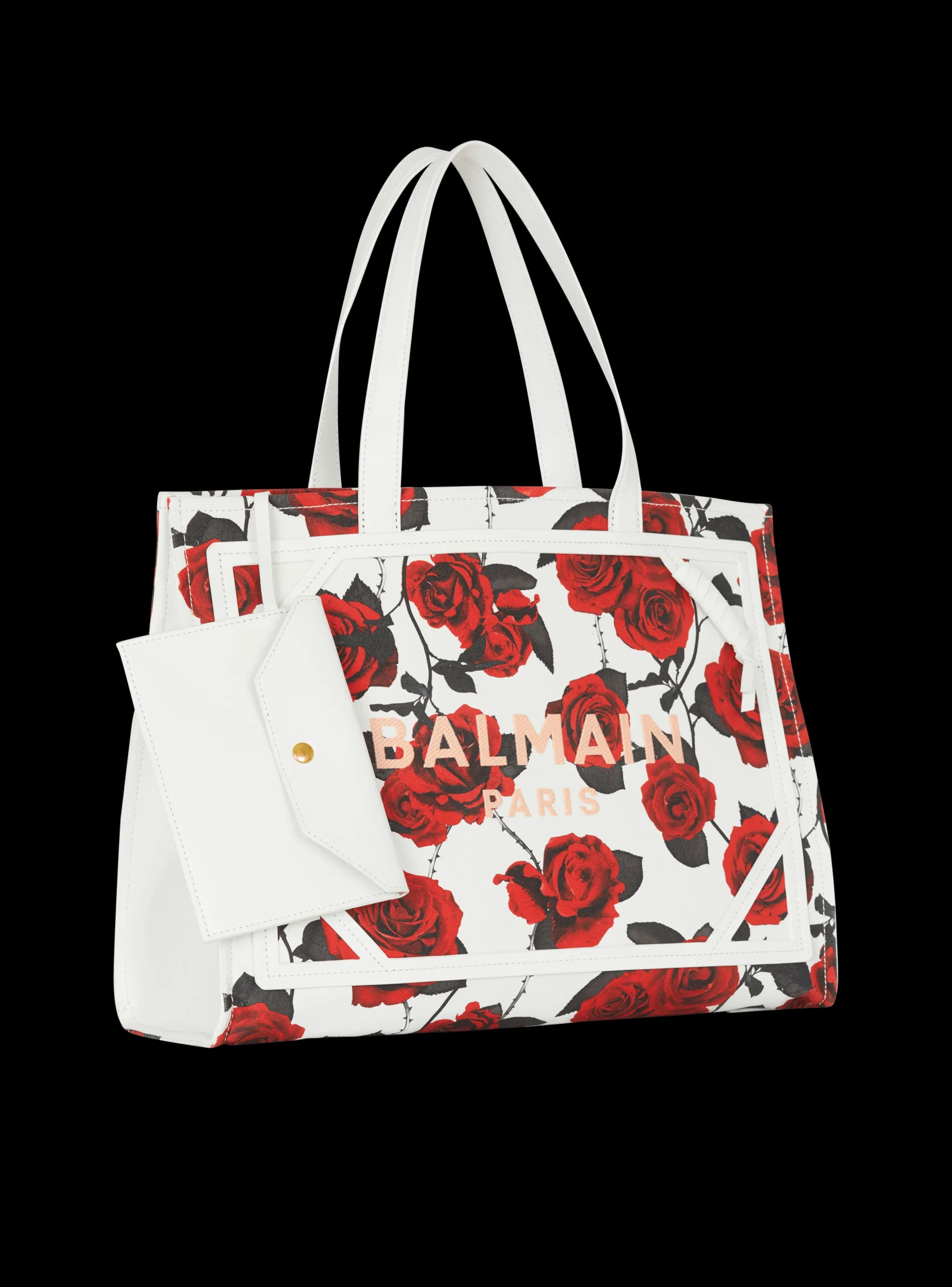 B-Army Medium Canvas Tote Bag With A Roses Print-Balmain Store
