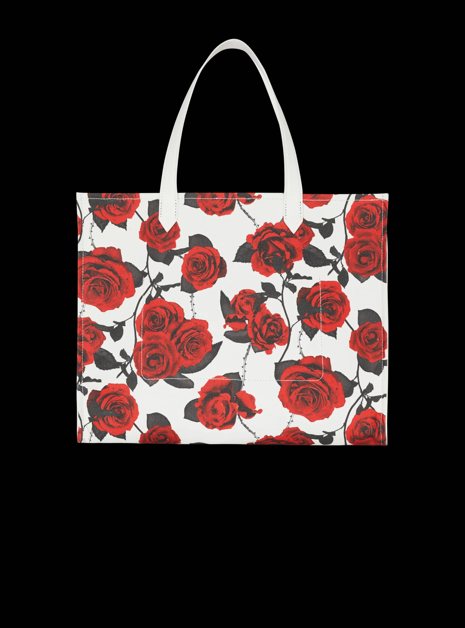 B-Army Medium Canvas Tote Bag With A Roses Print-Balmain Store