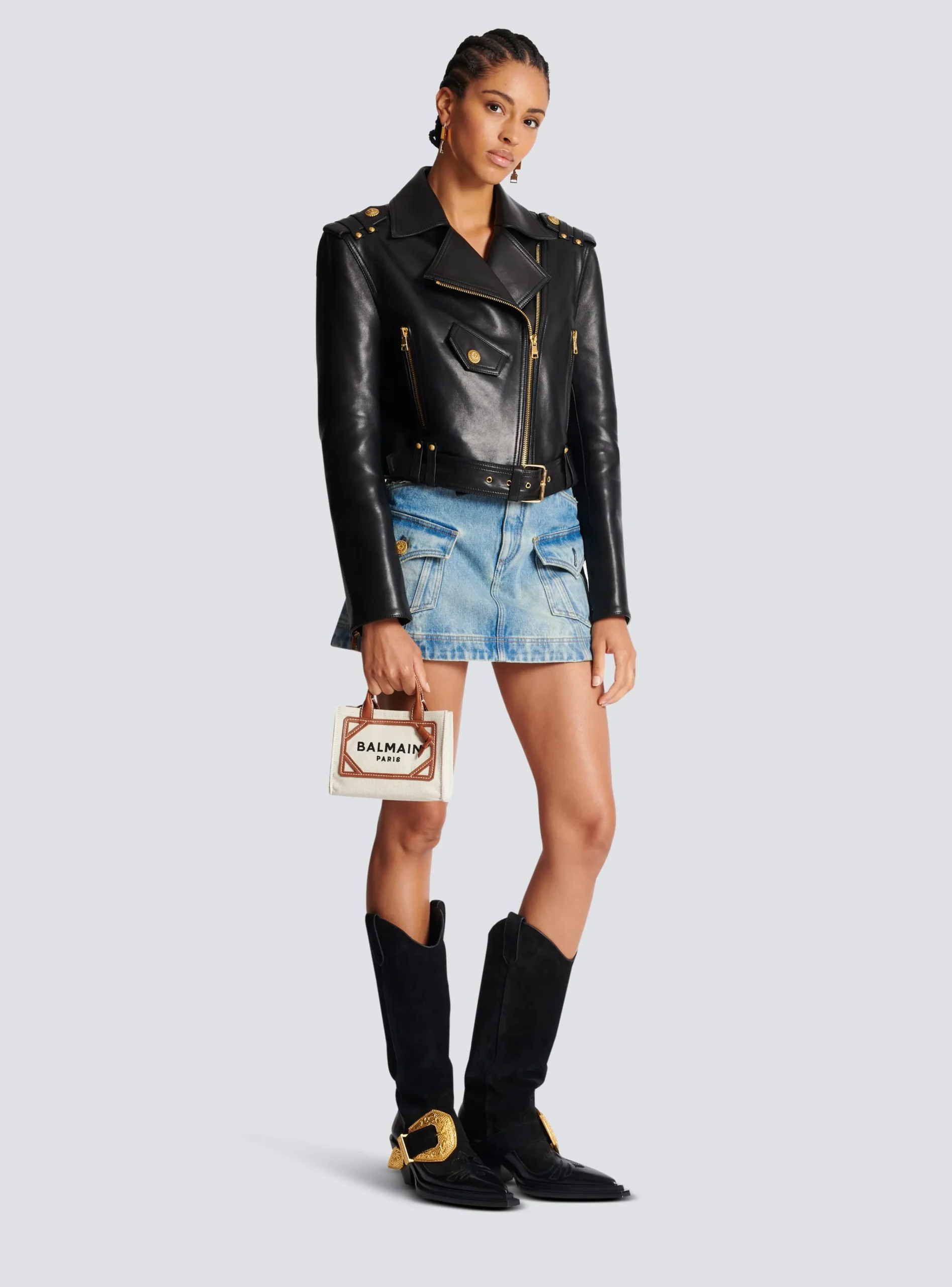 B-Army Mini Canvas Shopping Bag With Leather Inserts-Balmain Sale