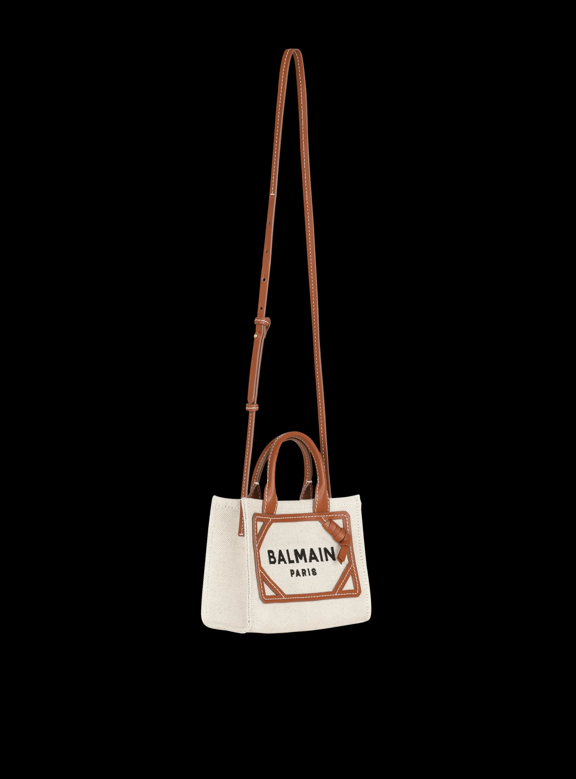 B-Army Mini Canvas Shopping Bag With Leather Inserts-Balmain Sale