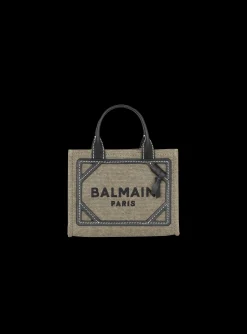 B-Army Mini Canvas Shopping Bag With Leather Inserts-Balmain Online