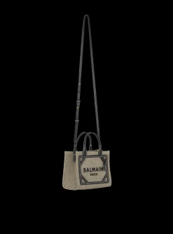 B-Army Mini Canvas Shopping Bag With Leather Inserts-Balmain Online