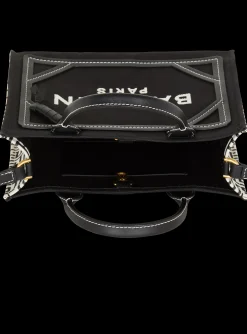 B-Army Monogrammed Canvas And Smooth Leather Tote Bag-Balmain Sale