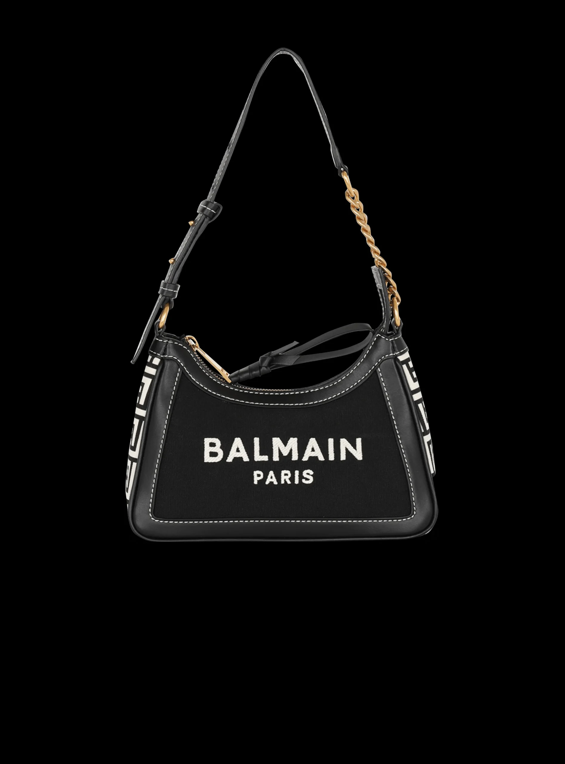 B-Army Monogrammed Canvas And Smooth Leather Handbag-Balmain Cheap