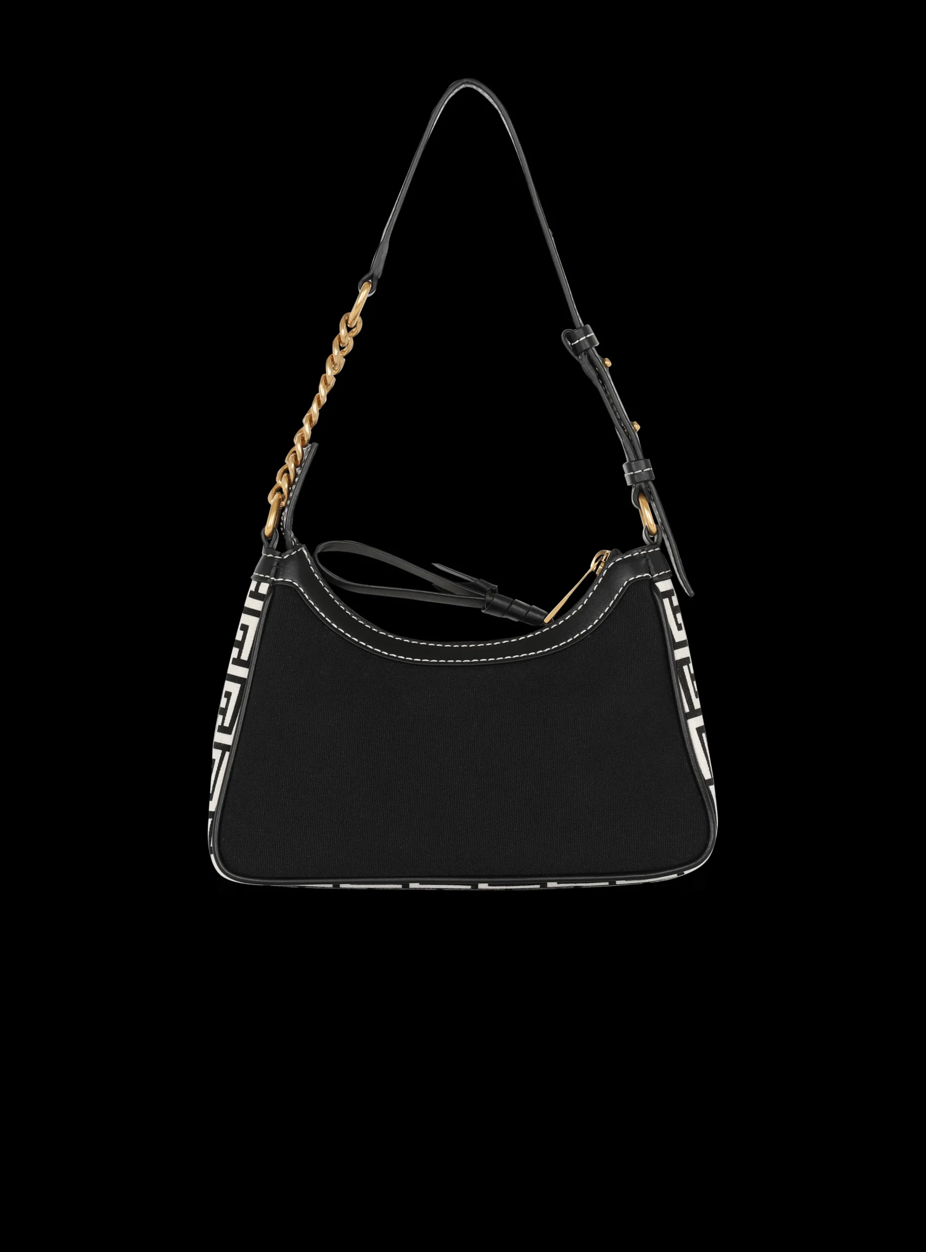 B-Army Monogrammed Canvas And Smooth Leather Handbag-Balmain Cheap