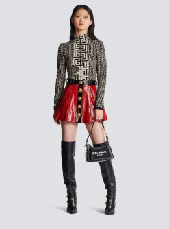 B-Army Monogrammed Canvas And Smooth Leather Handbag-Balmain Cheap