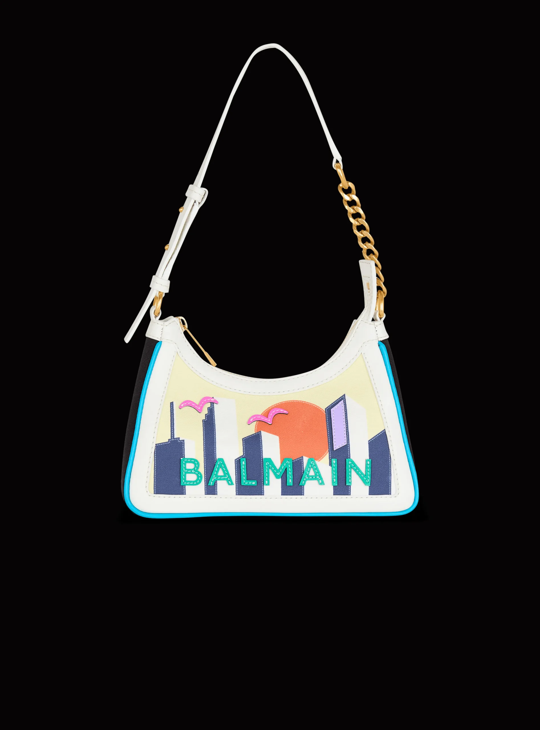 B-Army Shoulder Bag In Calfskin And Printed Postcard Canvas-Balmain Flash Sale