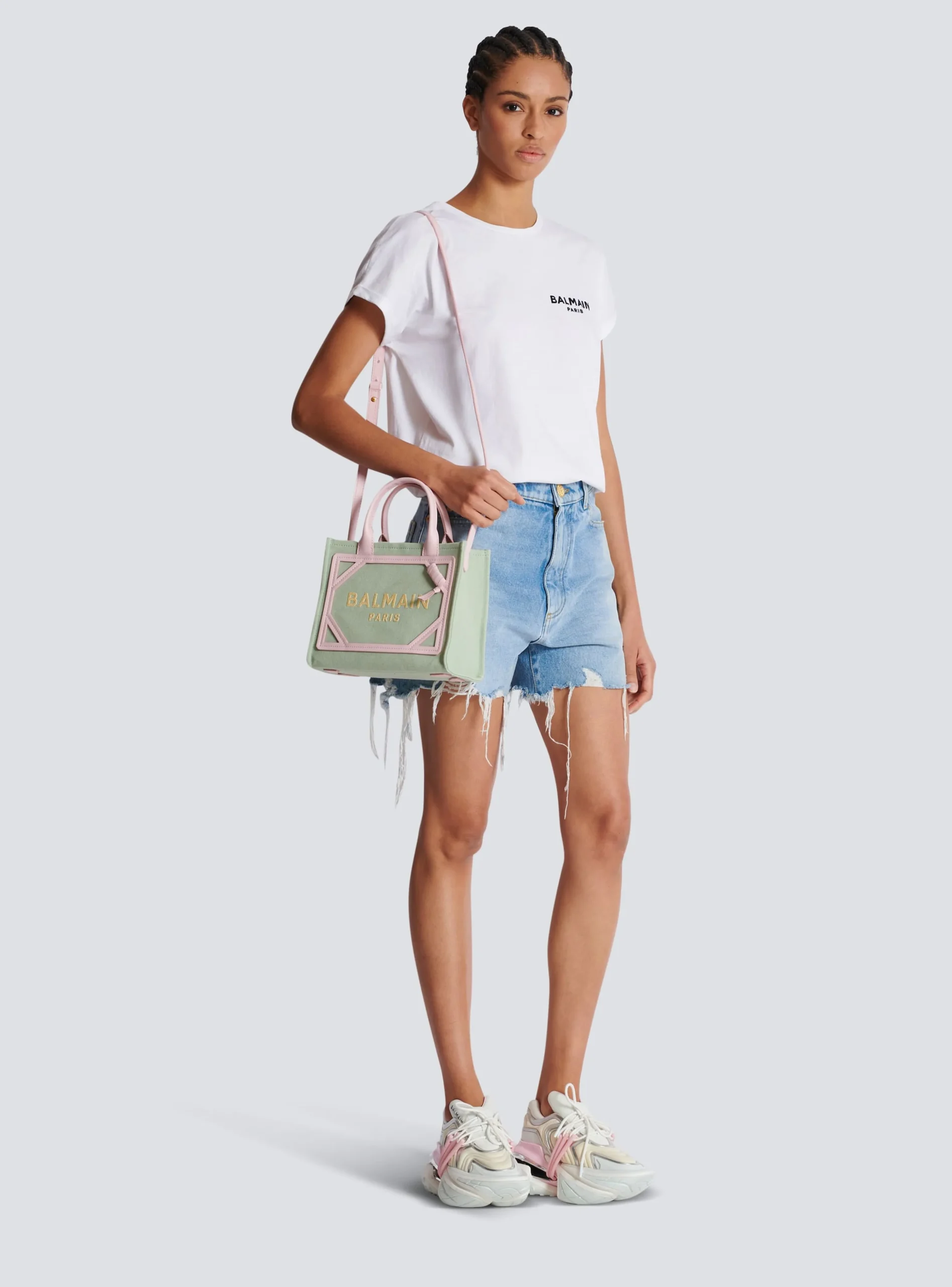 B-Army Small Canvas And Leather Tote Bag-Balmain Outlet
