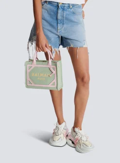 B-Army Small Canvas And Leather Tote Bag-Balmain Outlet