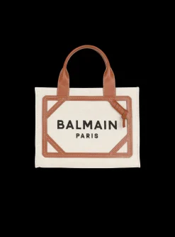 B-Army Small Canvas Shopping Bag With Leather Inserts-Balmain Outlet