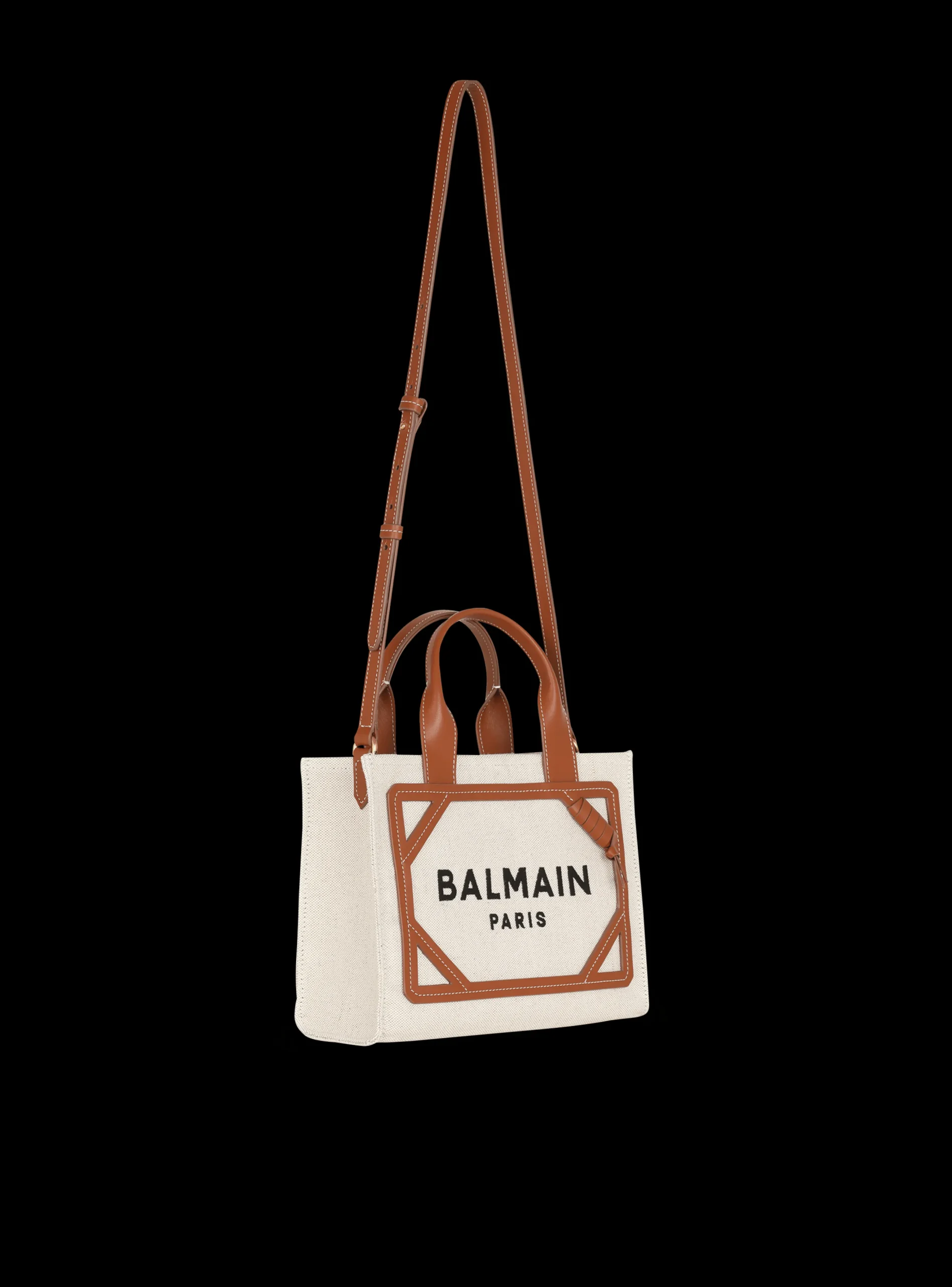 B-Army Small Canvas Shopping Bag With Leather Inserts-Balmain Outlet