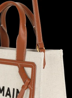 B-Army Small Canvas Shopping Bag With Leather Inserts-Balmain Outlet