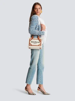 B-Army Small Canvas Shopping Bag With Leather Inserts-Balmain Outlet