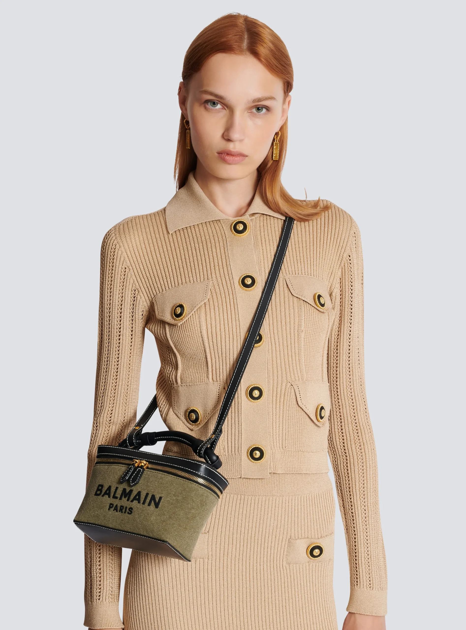 B-Army Vanity Case In Canvas And Leather-Balmain Outlet