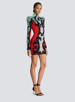 Baroque Jacquard Dress-Balmain Cheap