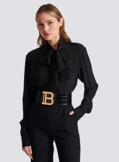 B-Belt In Crocodile-print Leather-Balmain Sale