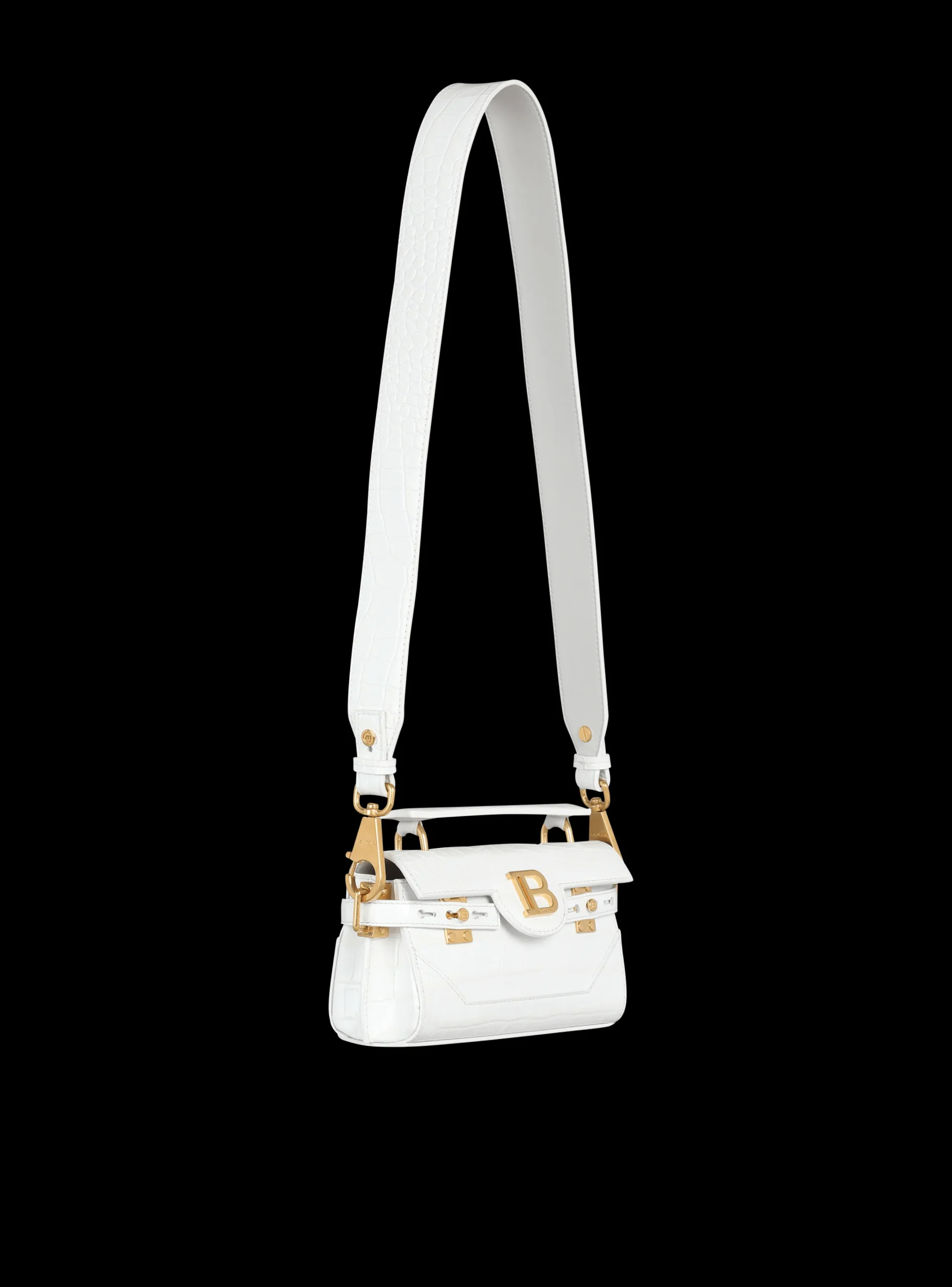 B-Buzz 19 Bag In Crocodile Effect-embossed Leather-Balmain Shop