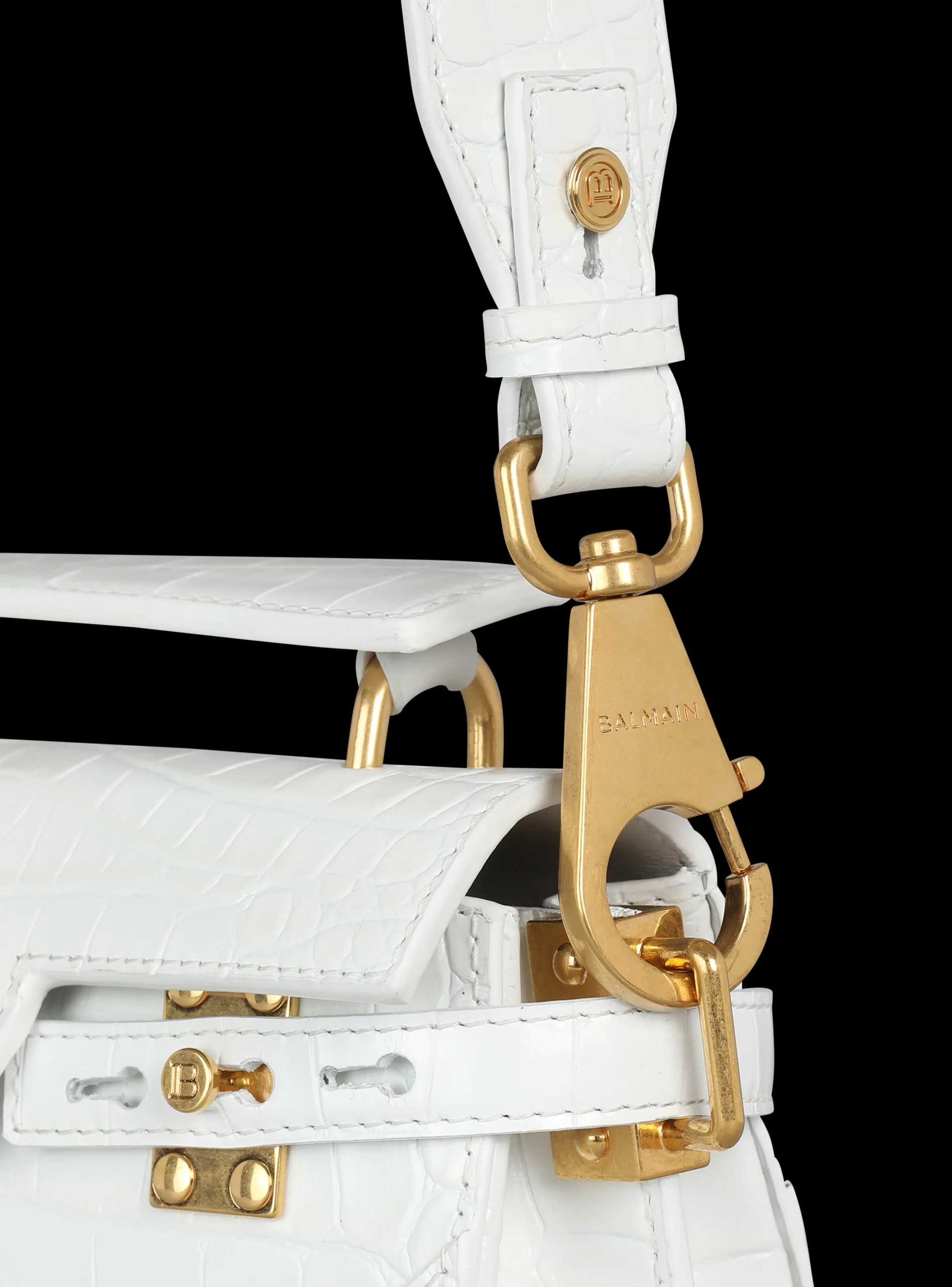 B-Buzz 19 Bag In Crocodile Effect-embossed Leather-Balmain Shop