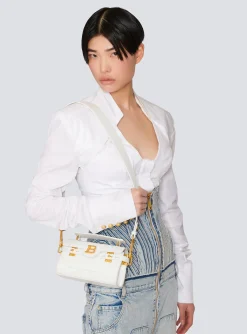 B-Buzz 19 Bag In Crocodile Effect-embossed Leather-Balmain Shop