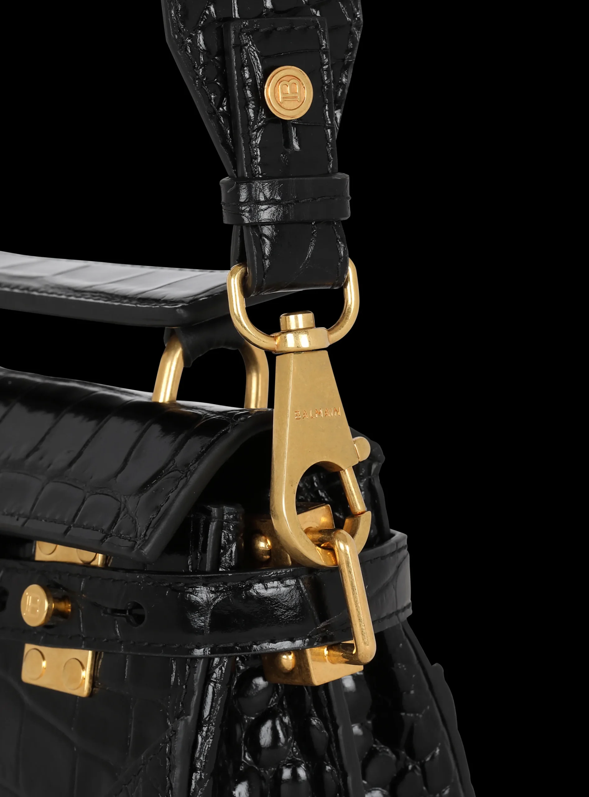 B-Buzz 19 Bag In Crocodile-print Leather-Balmain Sale