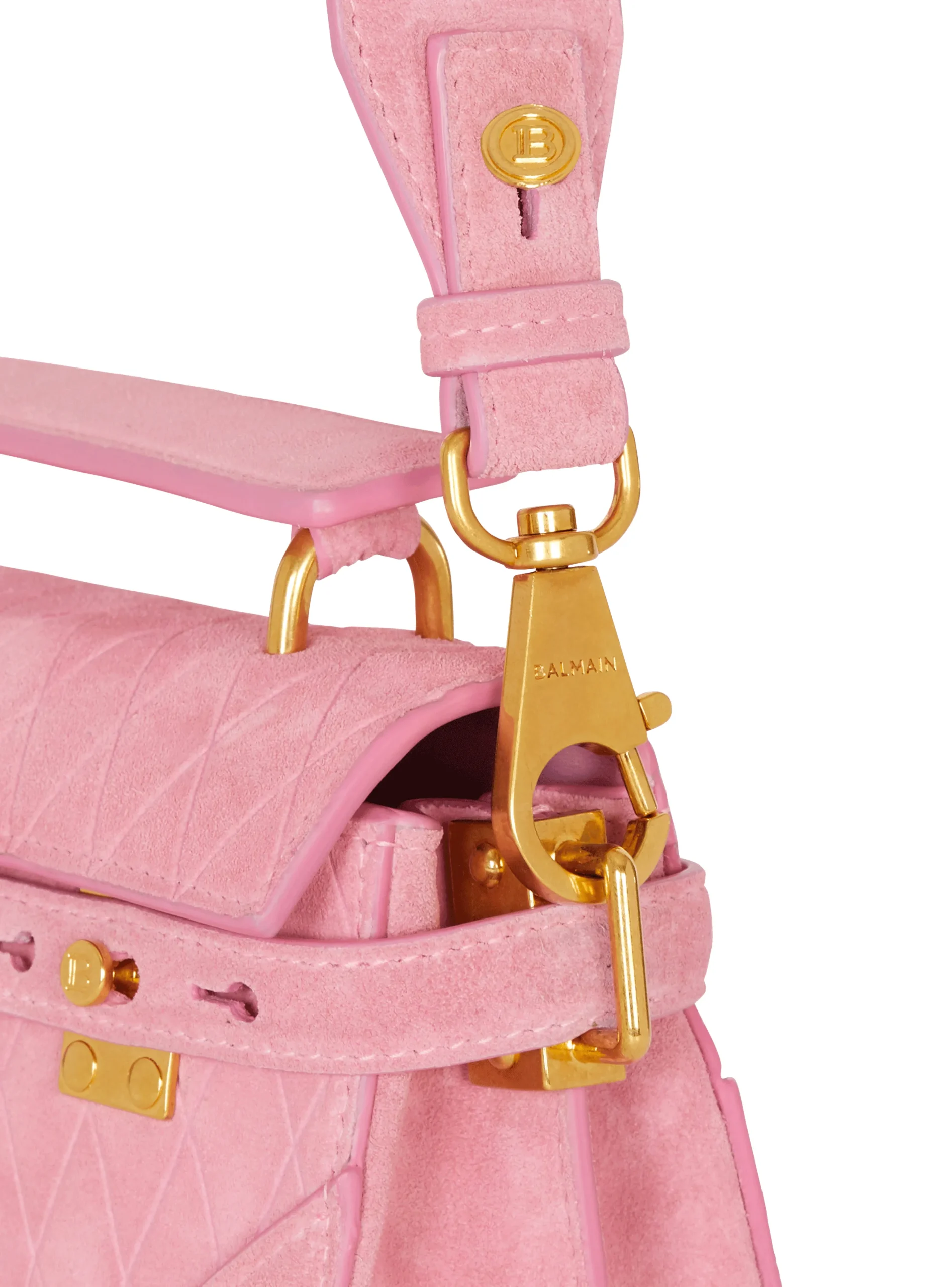 B-Buzz 19 Bag In Grid Embossed Suede Leather-Balmain Shop