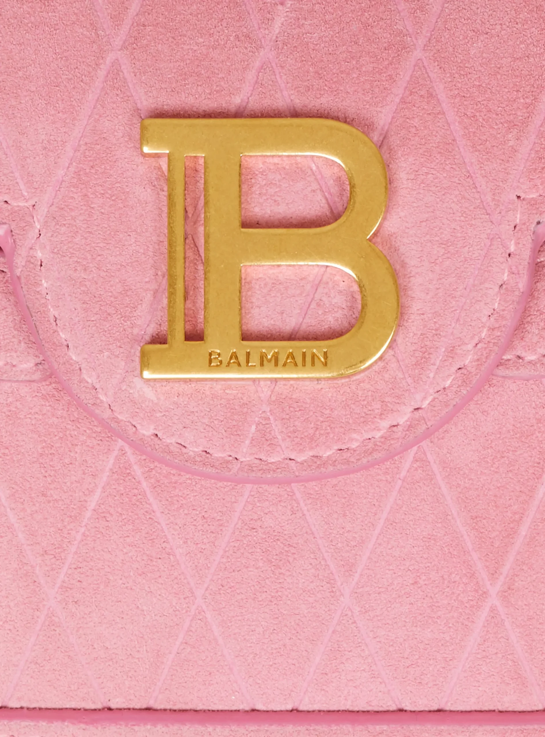 B-Buzz 19 Bag In Grid Embossed Suede Leather-Balmain Shop