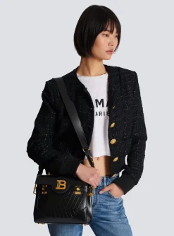 B-Buzz 23 Bag In Grid-embossed Calfskin-Balmain New
